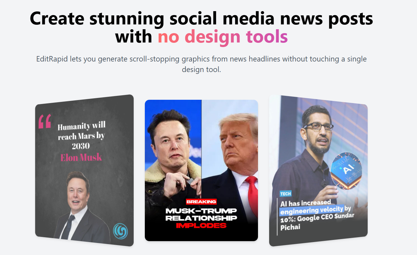 Editrapido - Crear gráficos de noticias de redes sociales sin herramientas de diseño media 2