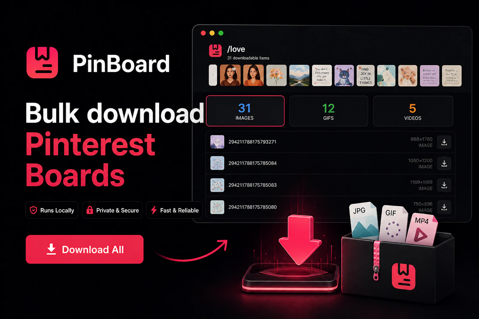 PinBoard - Pinterest Board Downloader screenshot 1