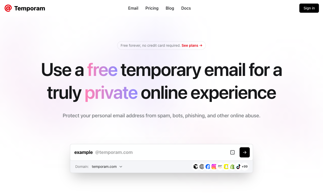 Temporam - Main product screenshot demonstrating key features and user interface