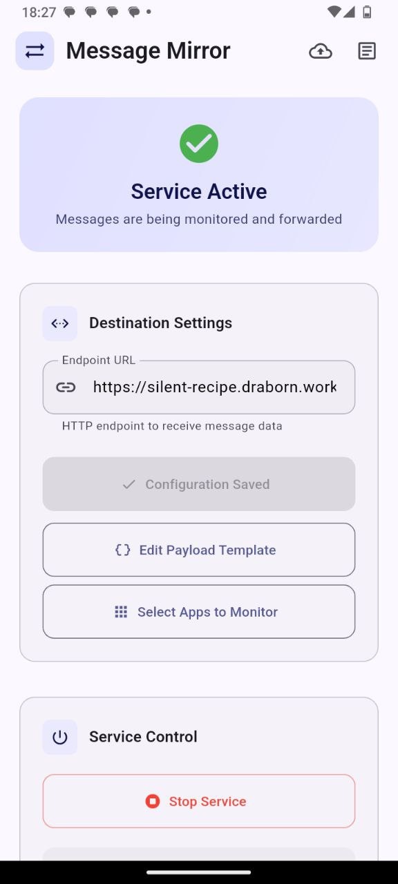 Mesaj aynası - Kendi webhook'unuza android bildirimleri ve SMS ileri medya 2