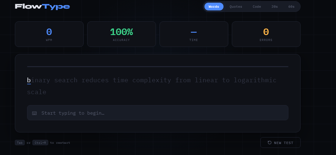 FlowType — Precision TypingFlowType - Main product screenshot demonstrating key features and user interface