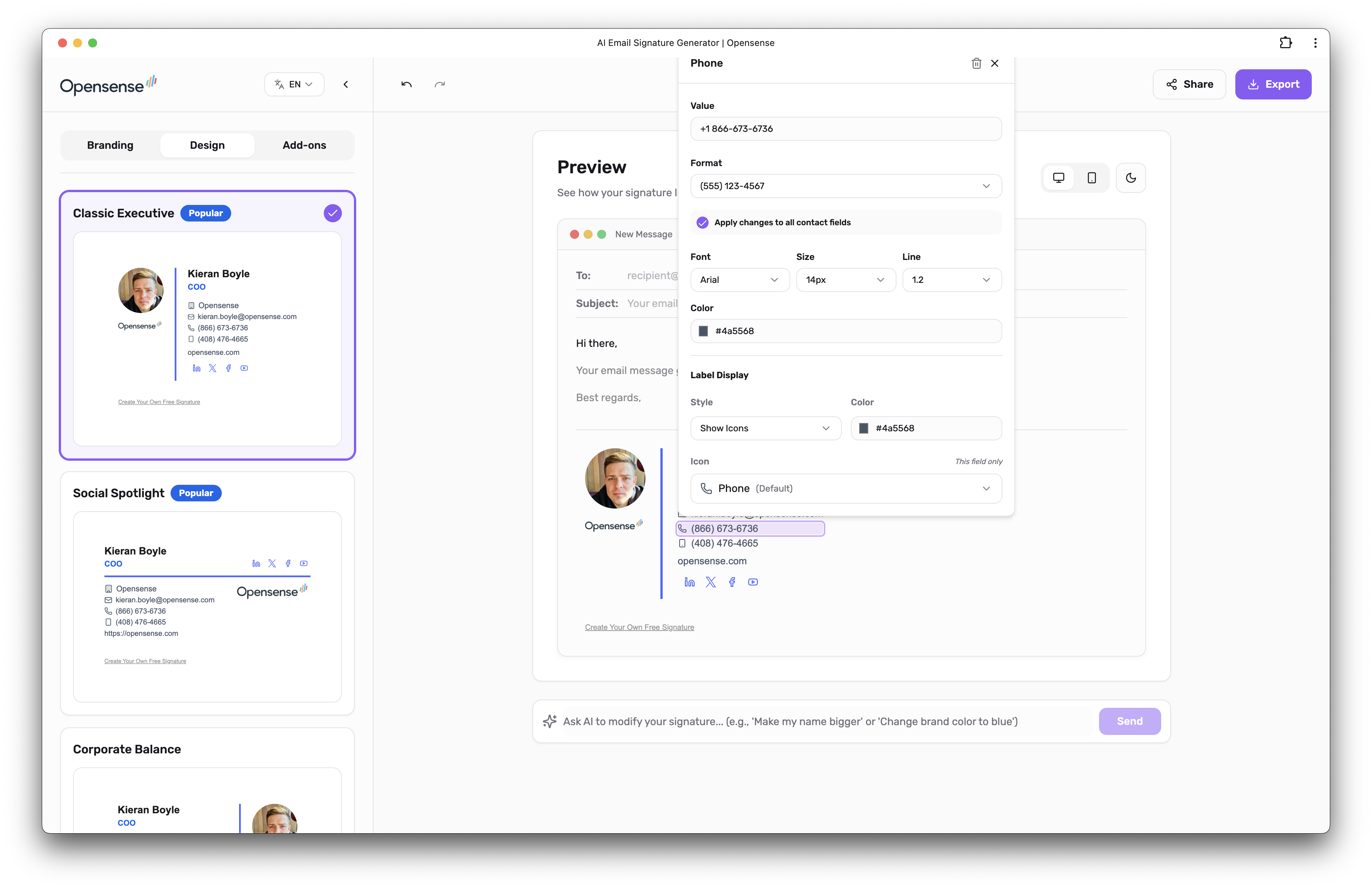Opensense AI Email Signature Generator gallery image