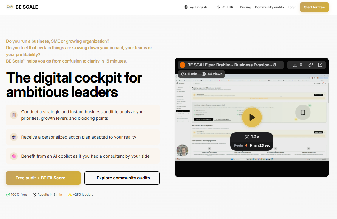 BE SCALE - Main product screenshot demonstrating key features and user interface