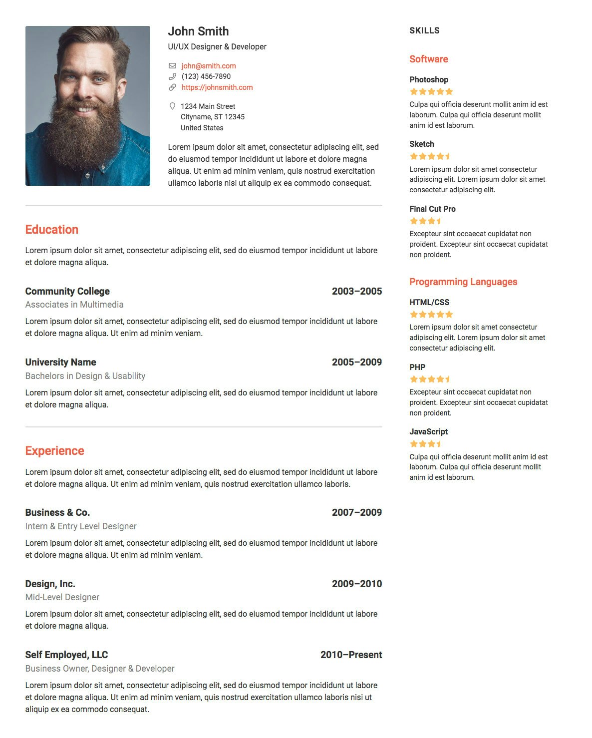 Resume Builder for WordPress gallery image