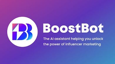BoostBotロゴ：滑らかで効率的なインフルエンサーマーケティングのためのツールであるBoostBotを表すスタイリッシュでモダンなロゴ。