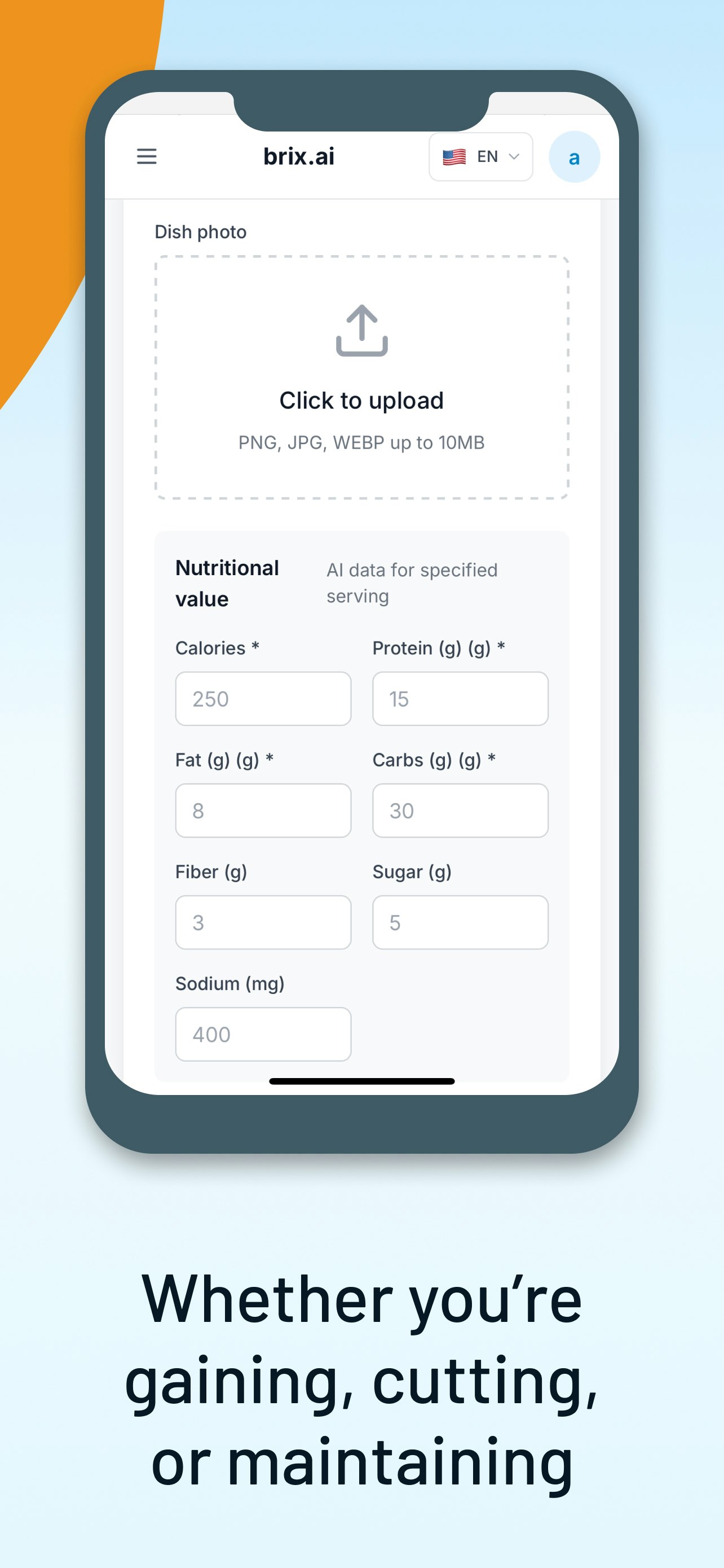 Mídia 4 de Brix.ai - App Telegram Mini - Comer inteligente com IA - Rastreie suas refeições!