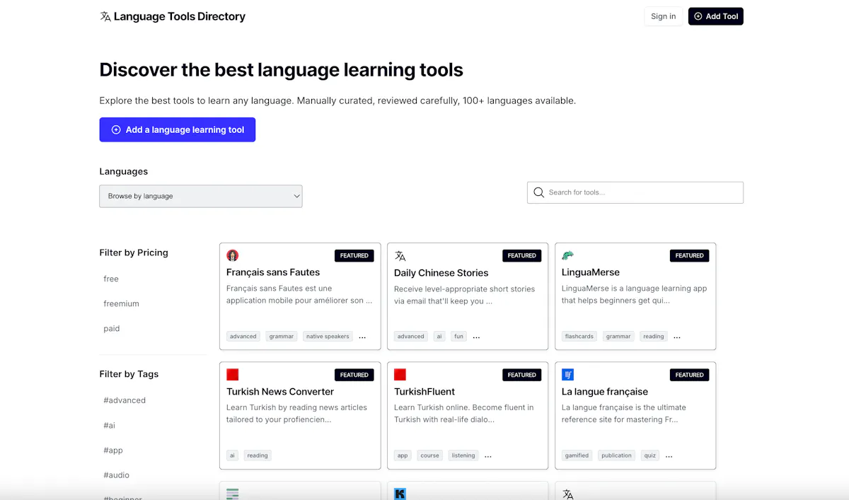 Language Tools Directory