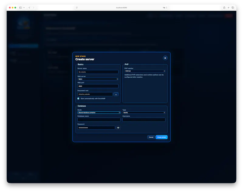 DockAMP Webstack Manager for Docker screenshot 3