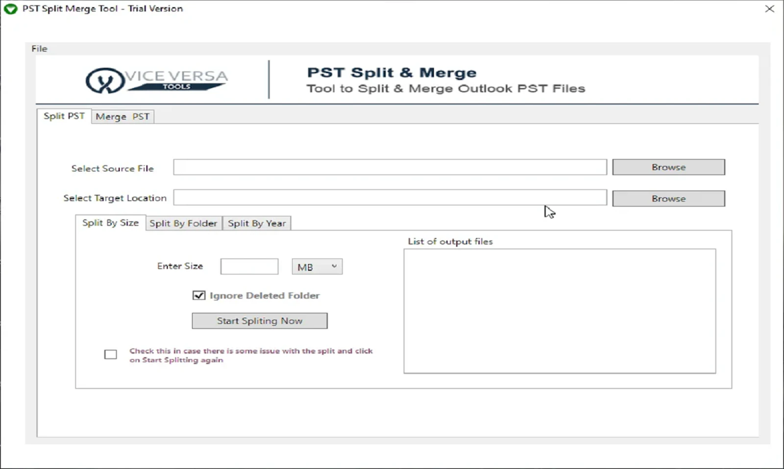 ViceVersa PST Split and Merge Software screenshot 3