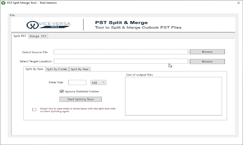 ViceVersa PST Split and Merge Software screenshot 3