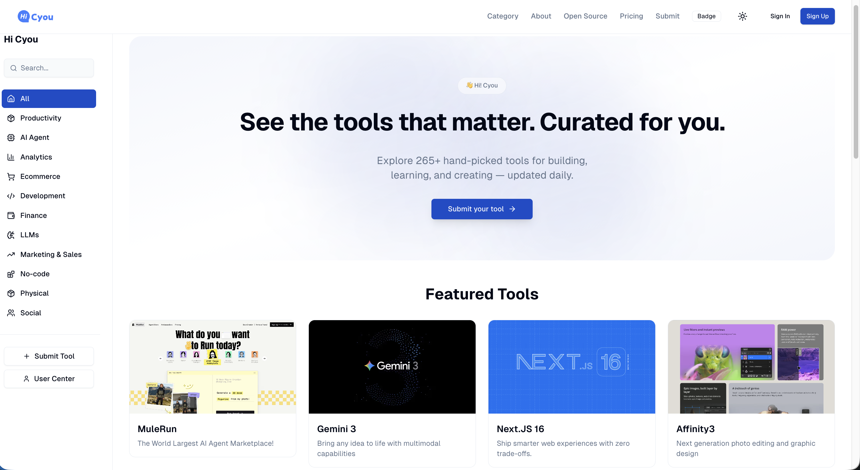 Hi Cyou | Free Open Source Directory - Main product screenshot demonstrating key features and user interface