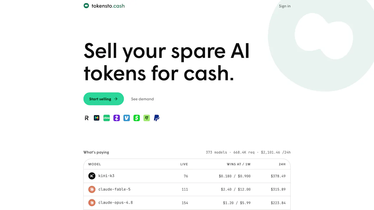 tokensto.cash product