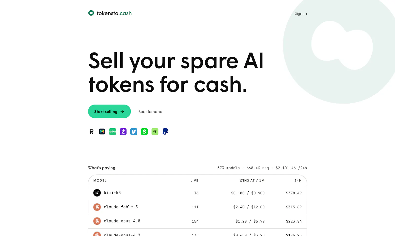 tokensto.cash screenshot 1