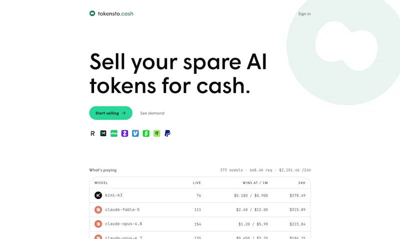tokensto.cash screenshot 1