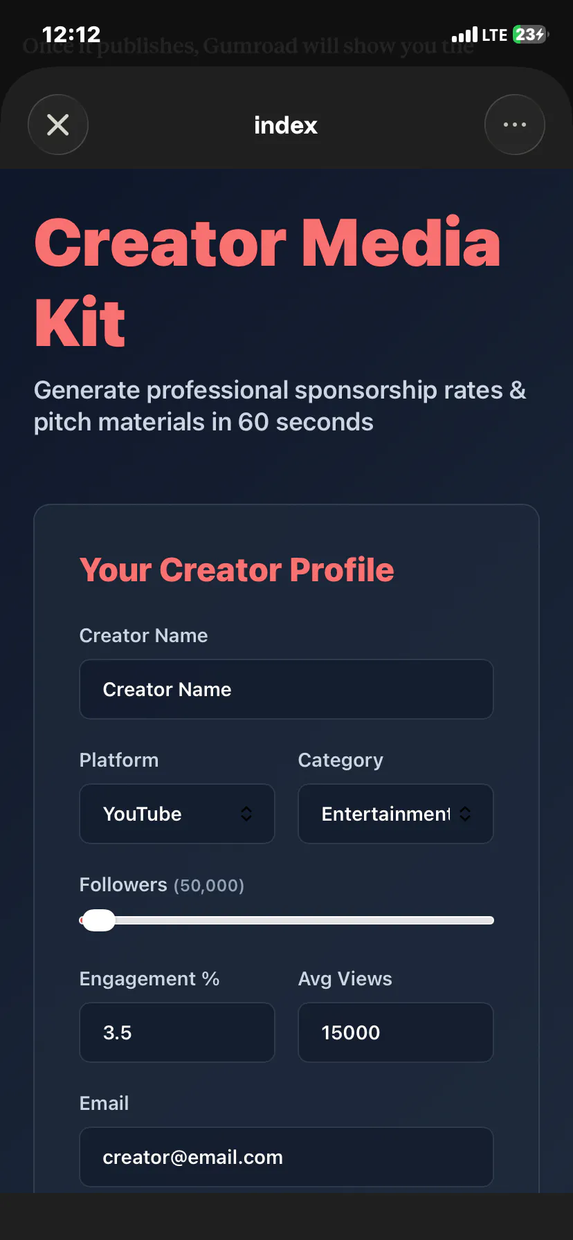 Creator Media Kit Generator gallery image