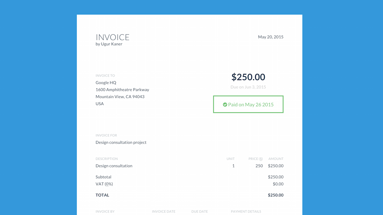 Invoice To A Simple Beautiful Invoice Generator With Stripe Paypal Product Hunt