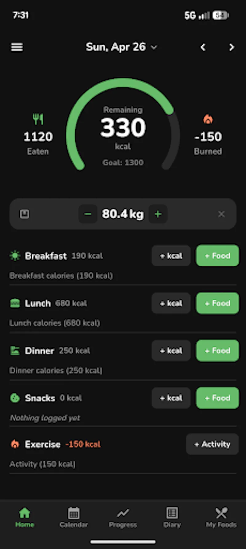 kcalSimple: Calories & Weight screenshot 1