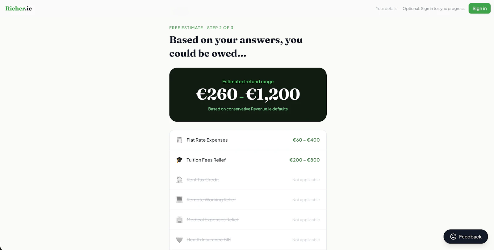 Richer.ie - Maximize Irish tax return screenshot 2
