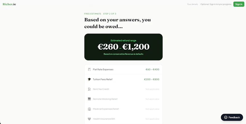 Richer.ie - Maximize Irish tax return screenshot 2