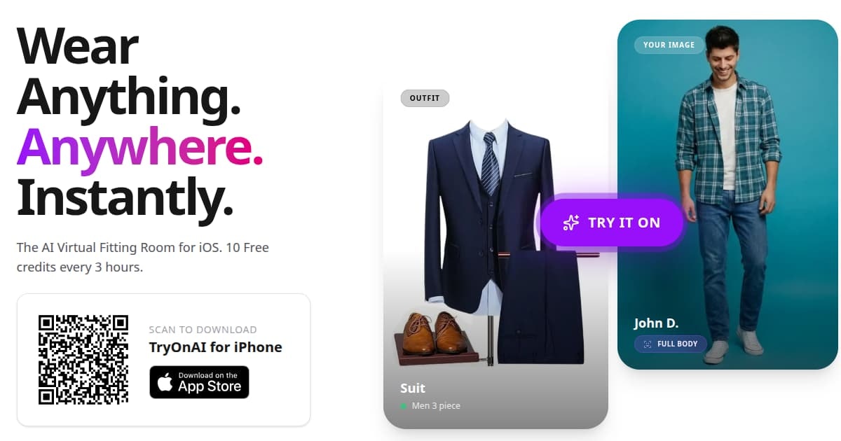 TryOnAI: Clothes Changer - Main product screenshot demonstrating key features and user interface