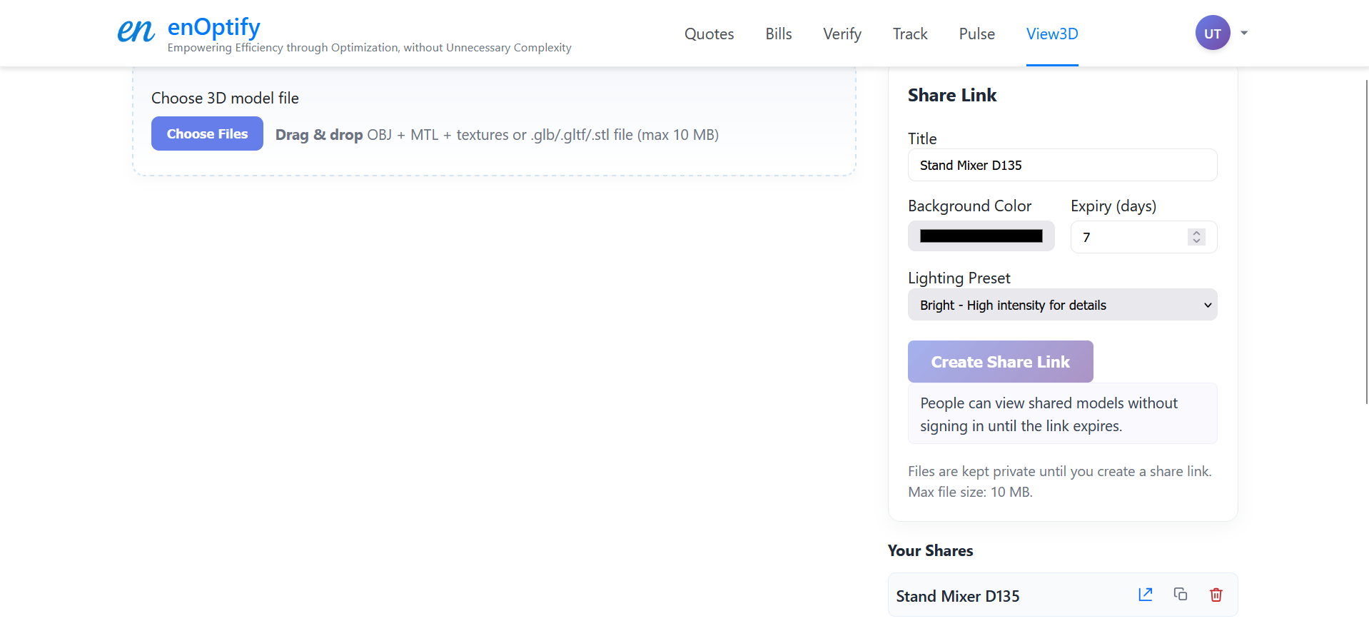 enOptify View3D - Screenshot 4 showing product features and functionality