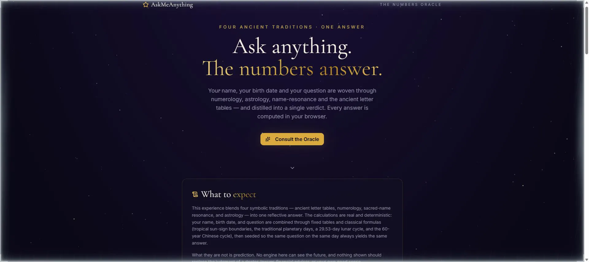 AskMeAnything — The Numbers Oracle gallery image
