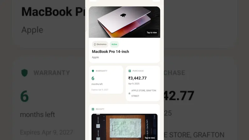 ReceiptVault: Warranty Tracker screenshot 1 (video preview)