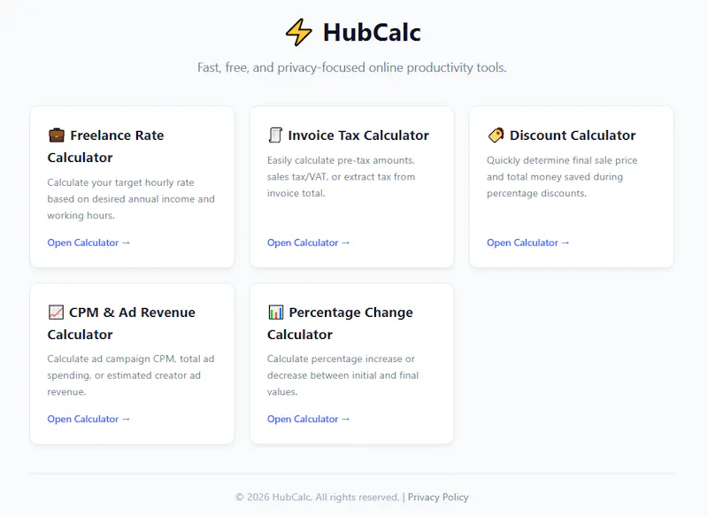 HubCalc screenshot 1