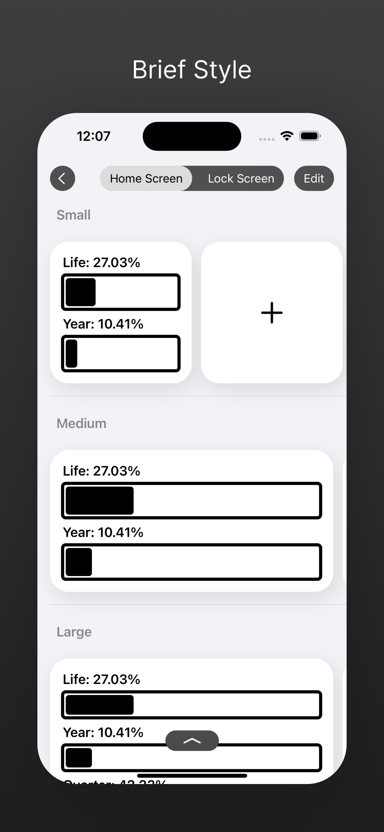 위젯의 생명 진행률 바 - 수명/년/분기/월/주 진행 상황 iOS 위젯 미디어 3