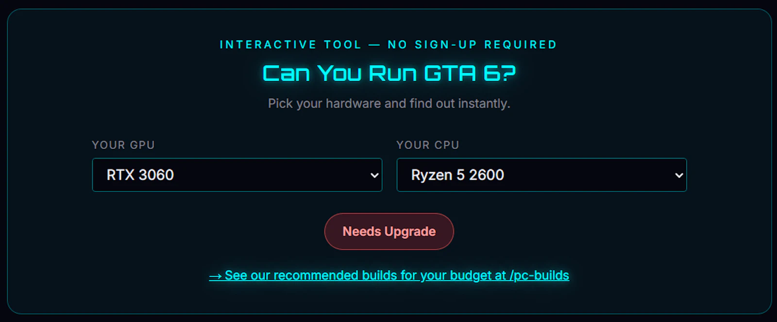 GTA6 PC compatibility check + launch hub screenshot 3