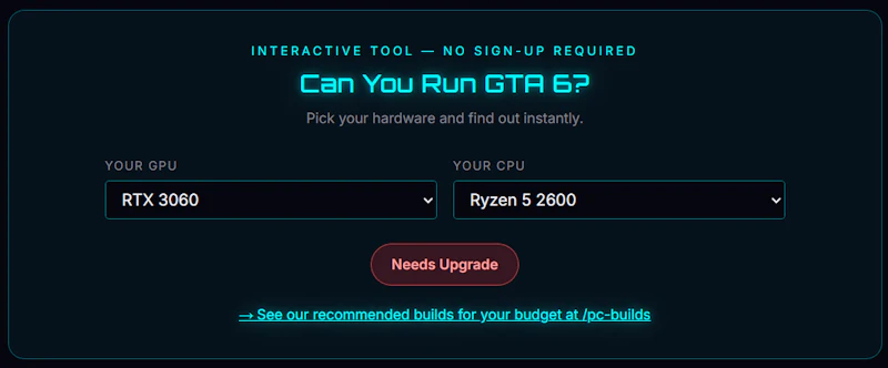 GTA6 PC compatibility check + launch hub screenshot 3