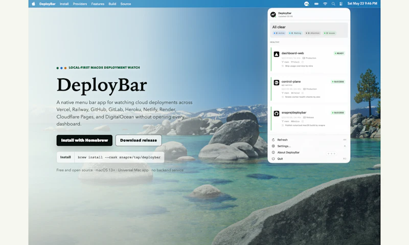 DeployBar screenshot 1