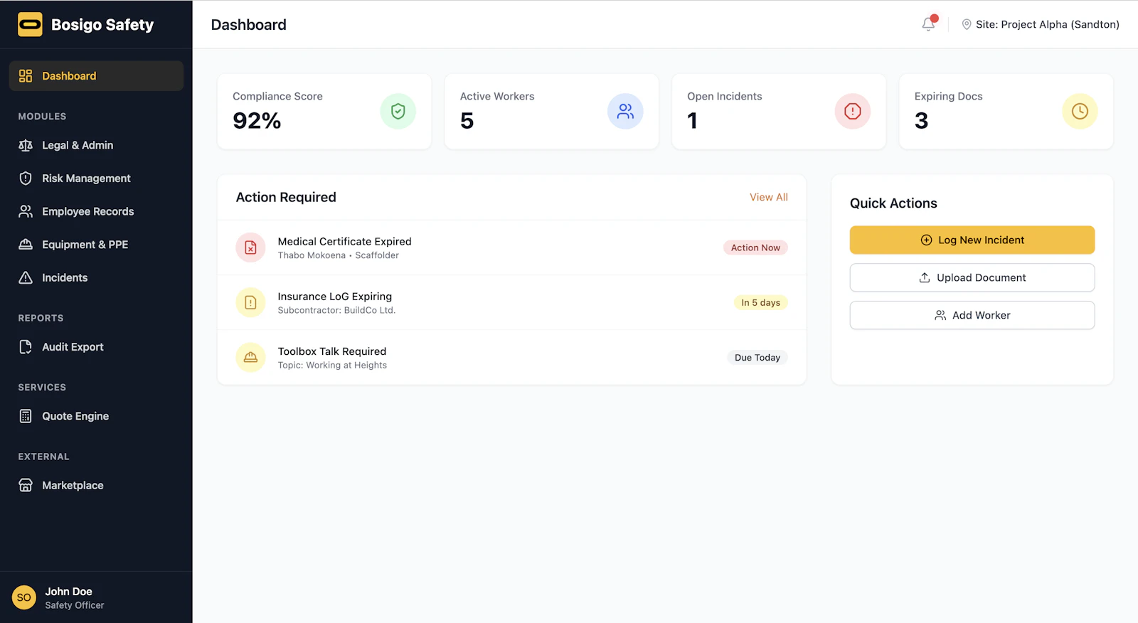 Bosigo Health & Safety screenshot 2