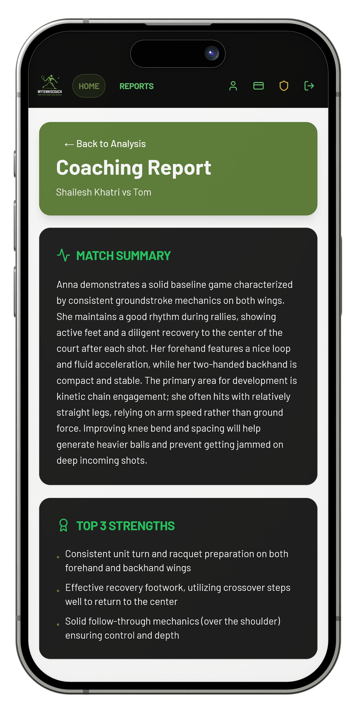 MyTennisCoach - Screenshot 4 showing product features and functionality