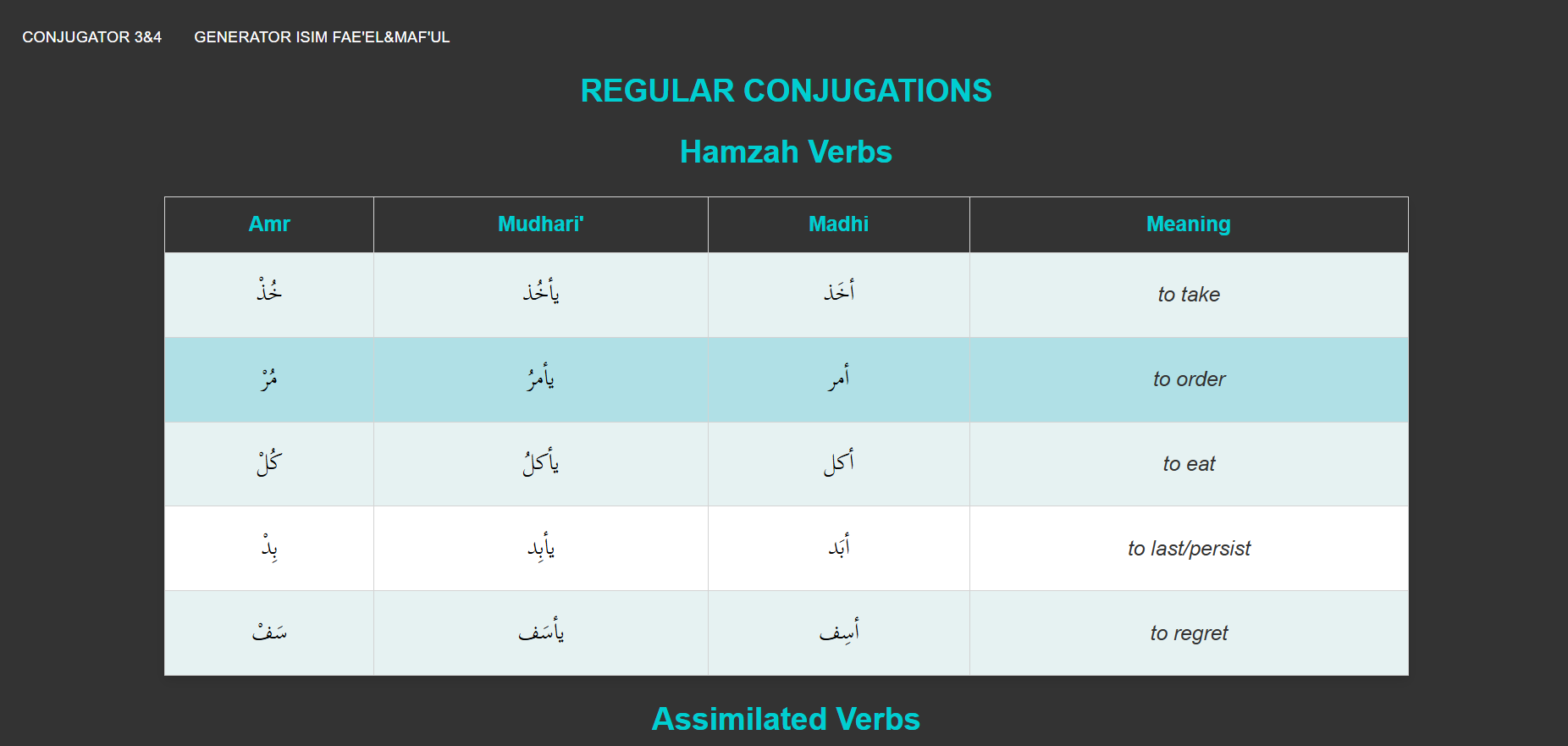 gene_conjでアラビア語を学びます - #learnarabic #webapp #generator #conjugatorメディア6