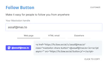 Share and Follow buttons for Mastodon gallery image