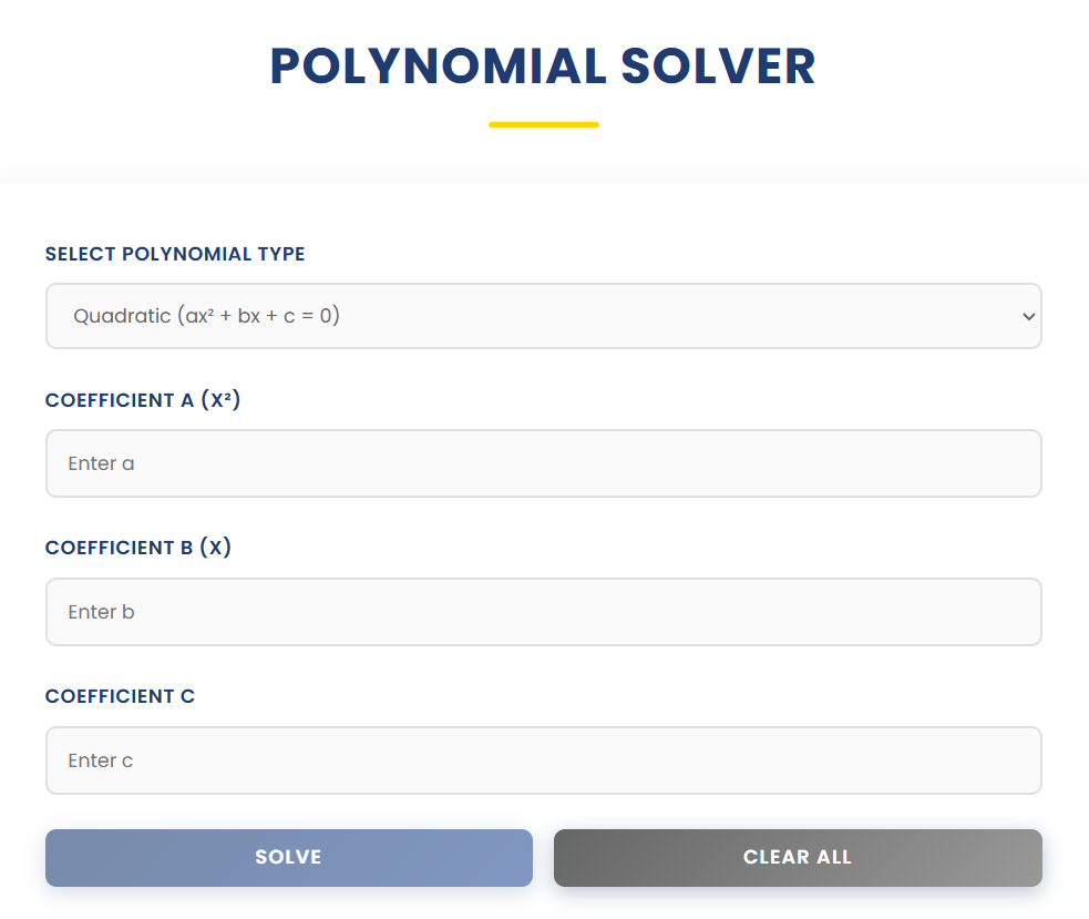 Polynomial Solver - Main product screenshot demonstrating key features and user interface
