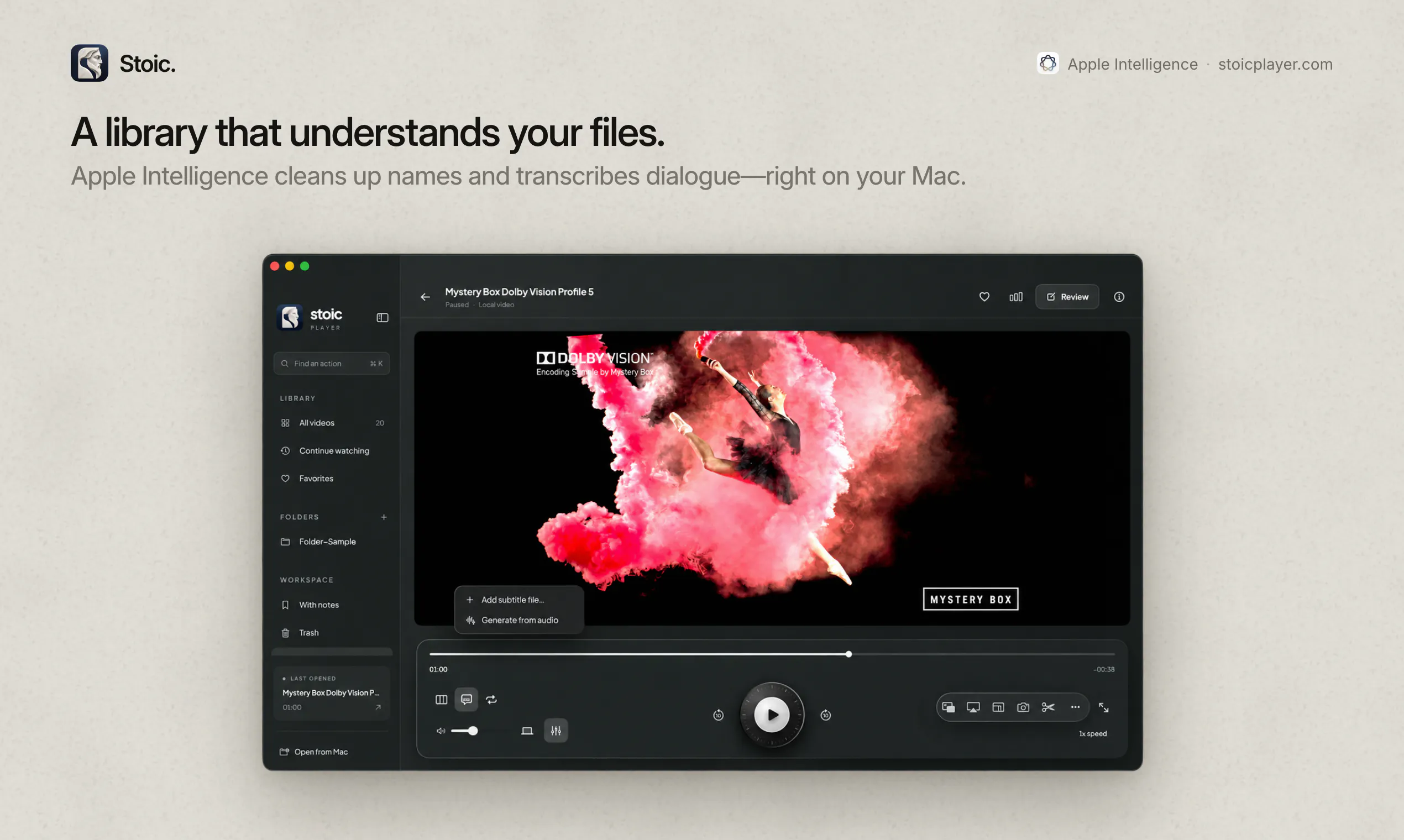 Stoic — HDR video player for Mac gallery image