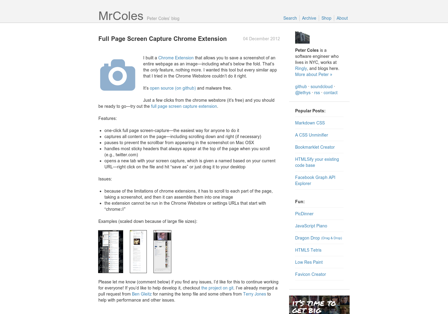 Full page screen capture (chrome extension)