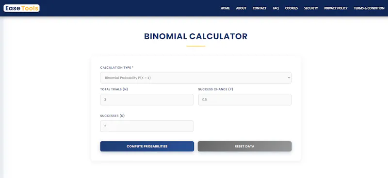 Binomial Calculator screenshot 1