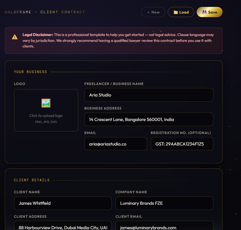 GoldFrame Agency Suite - Screenshot 3 showing product features and functionality