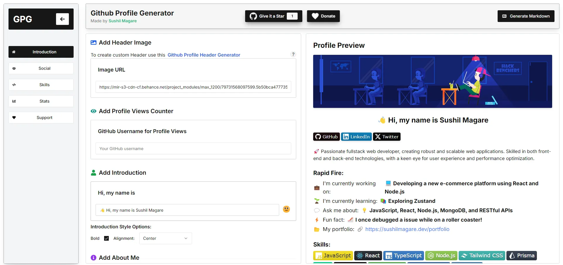 Github Profile Generator: Create stunning GitHub profiles in seconds ...