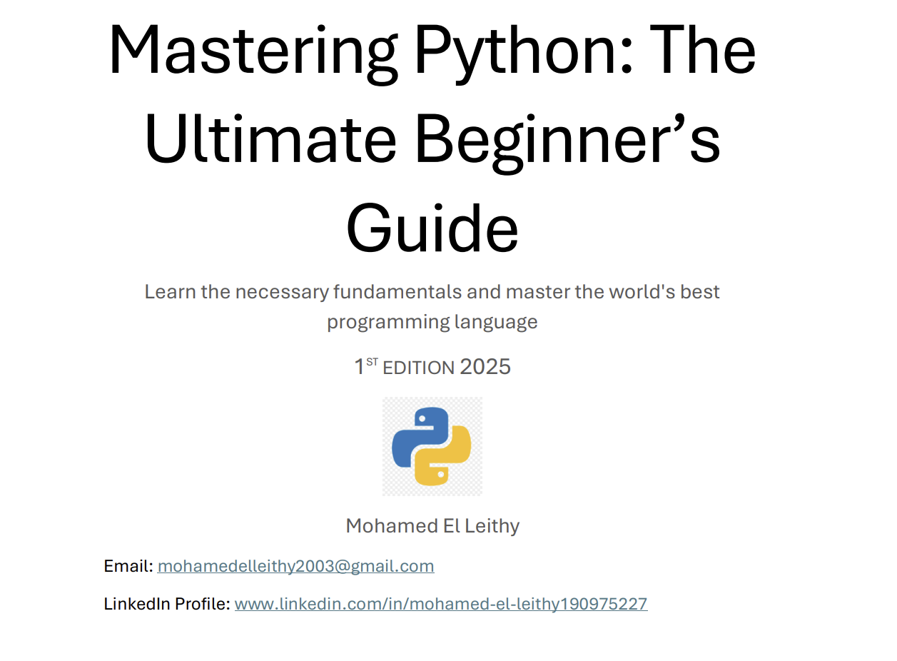 Master Python: Yeni Başlayan E-Kitap - Tüm Python temel bilgilerini kapsayan iyi detaylandırılmış bir e-kitap medya 1