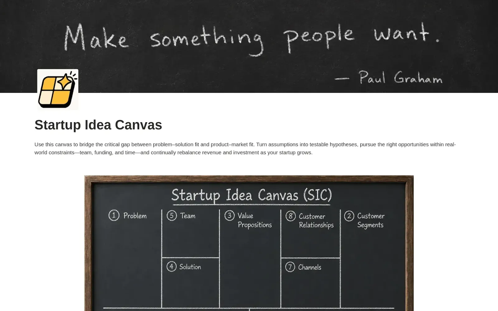Startup Idea Canvas (Notion Template) screenshot 1
