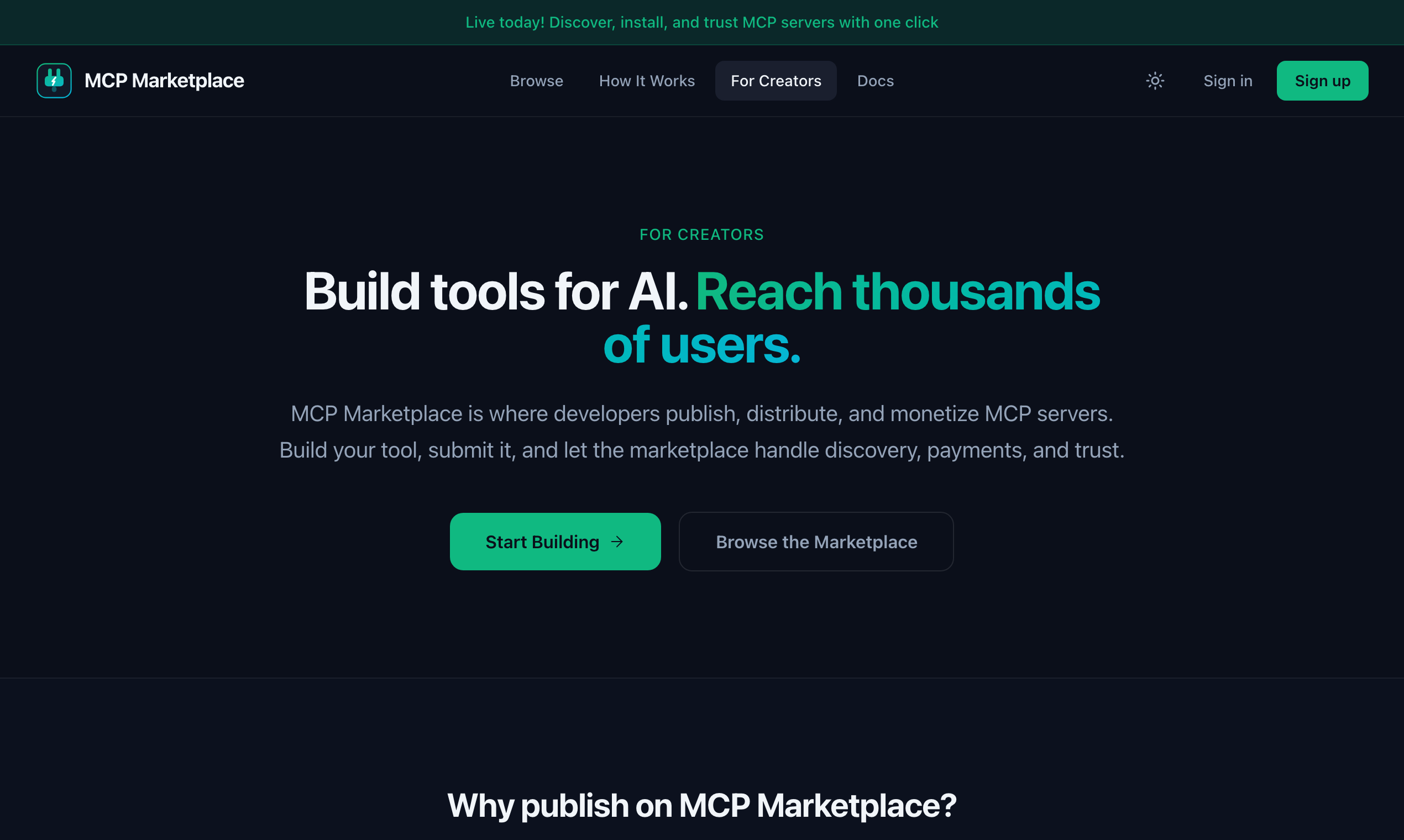 MCP Marketplace - Screenshot 4 showing product features and functionality