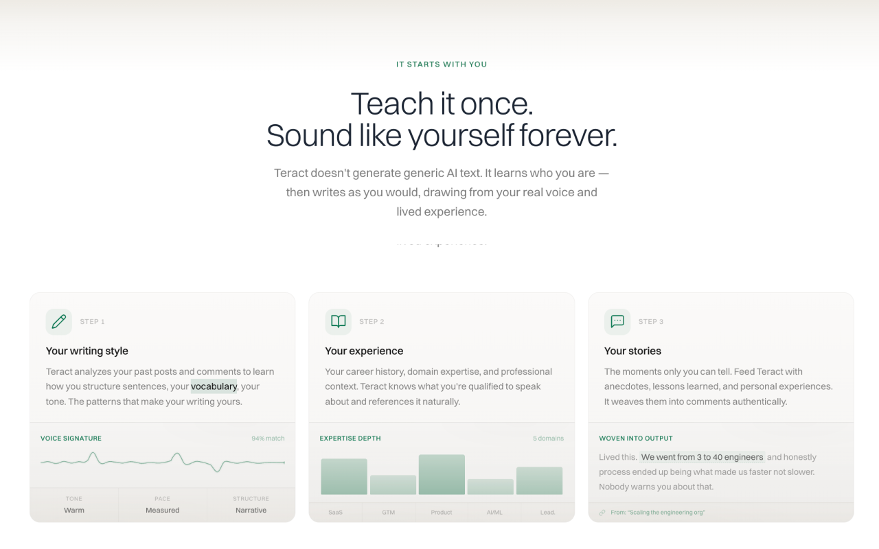 Teract AI - Screenshot 2 showing product features and functionality