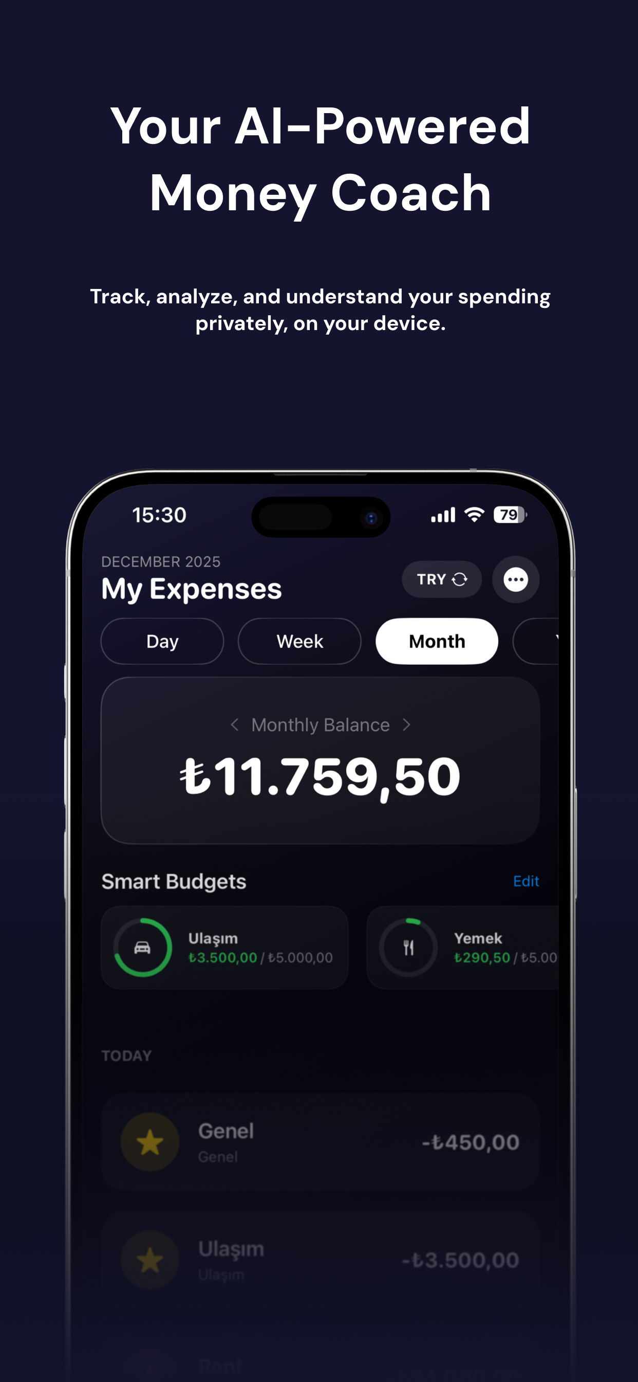 Flux: AI Expense Tracker - Main product screenshot demonstrating key features and user interface