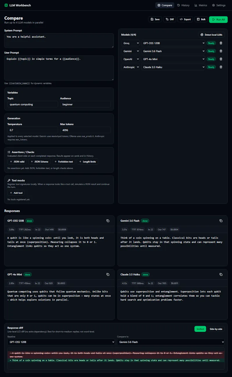 LLM Workbench screenshot 1