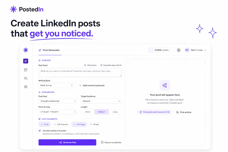 PostedIn – AI LinkedIn Content Tool screenshot 6