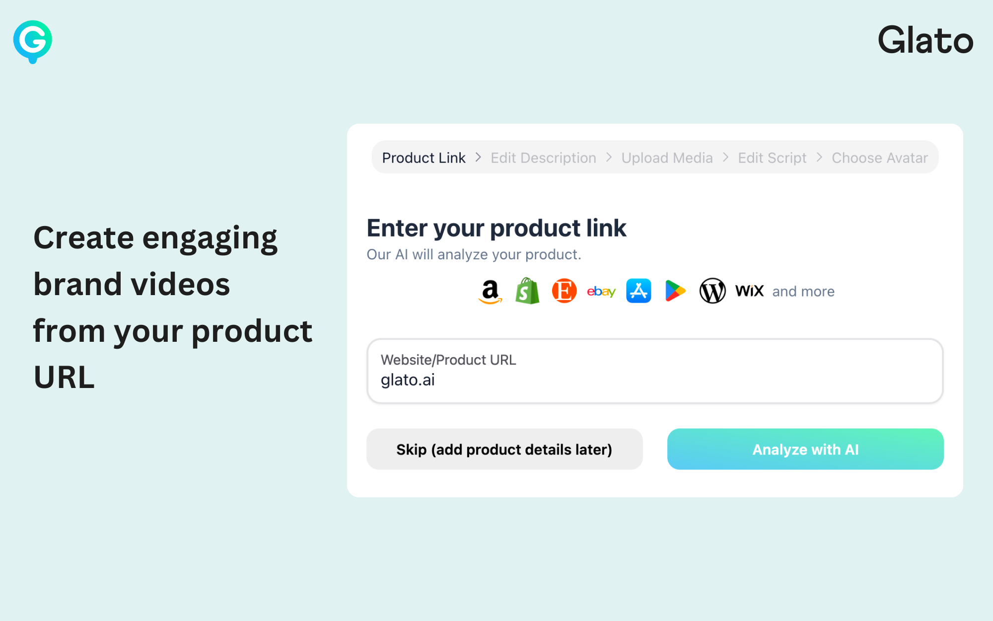 glato-ai - Create winning video ads with AI creators from a product URL